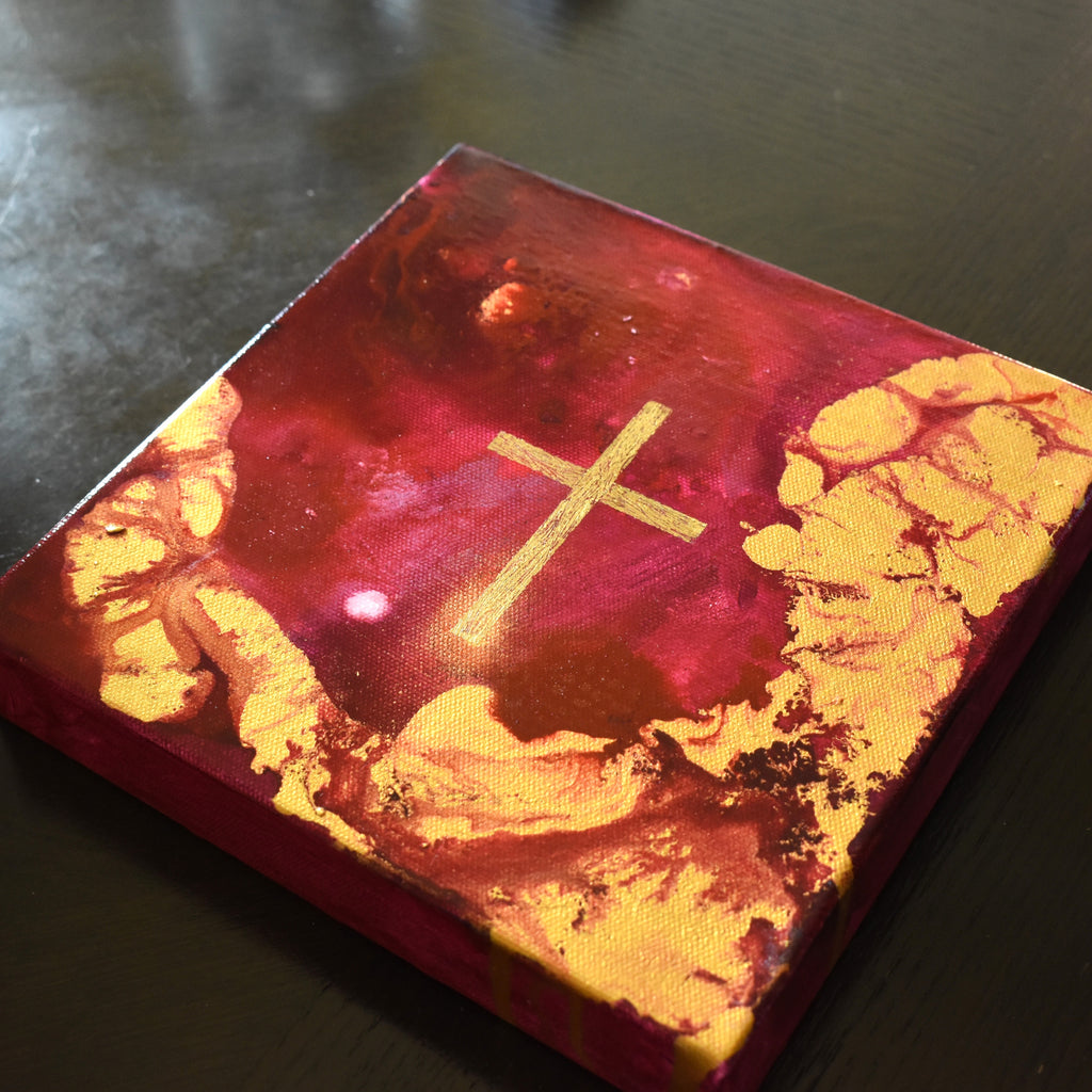 Pink and Gold Cross I