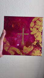 Pink and Gold Cross I